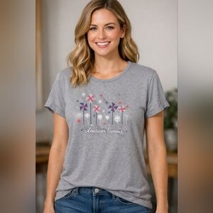 Holiday Editions Gray American Summer Women's Tee